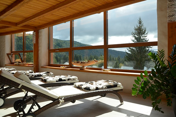 Looking out of the window at a relaxing spa retreat